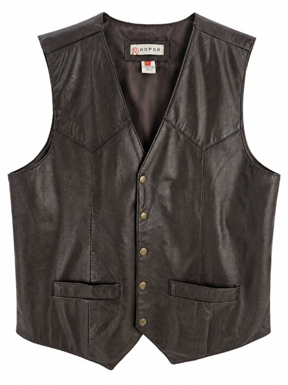 Roper Brown Leather Western Vest Men's Large Cowboy Ranch Ranch wear